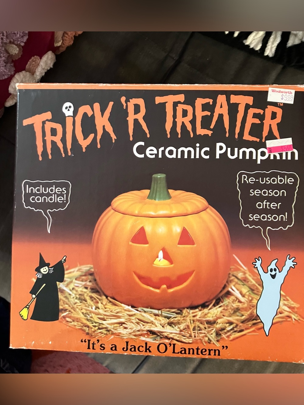 Vintage Trick r Treater Ceramic Pumpkin lantern 1980s